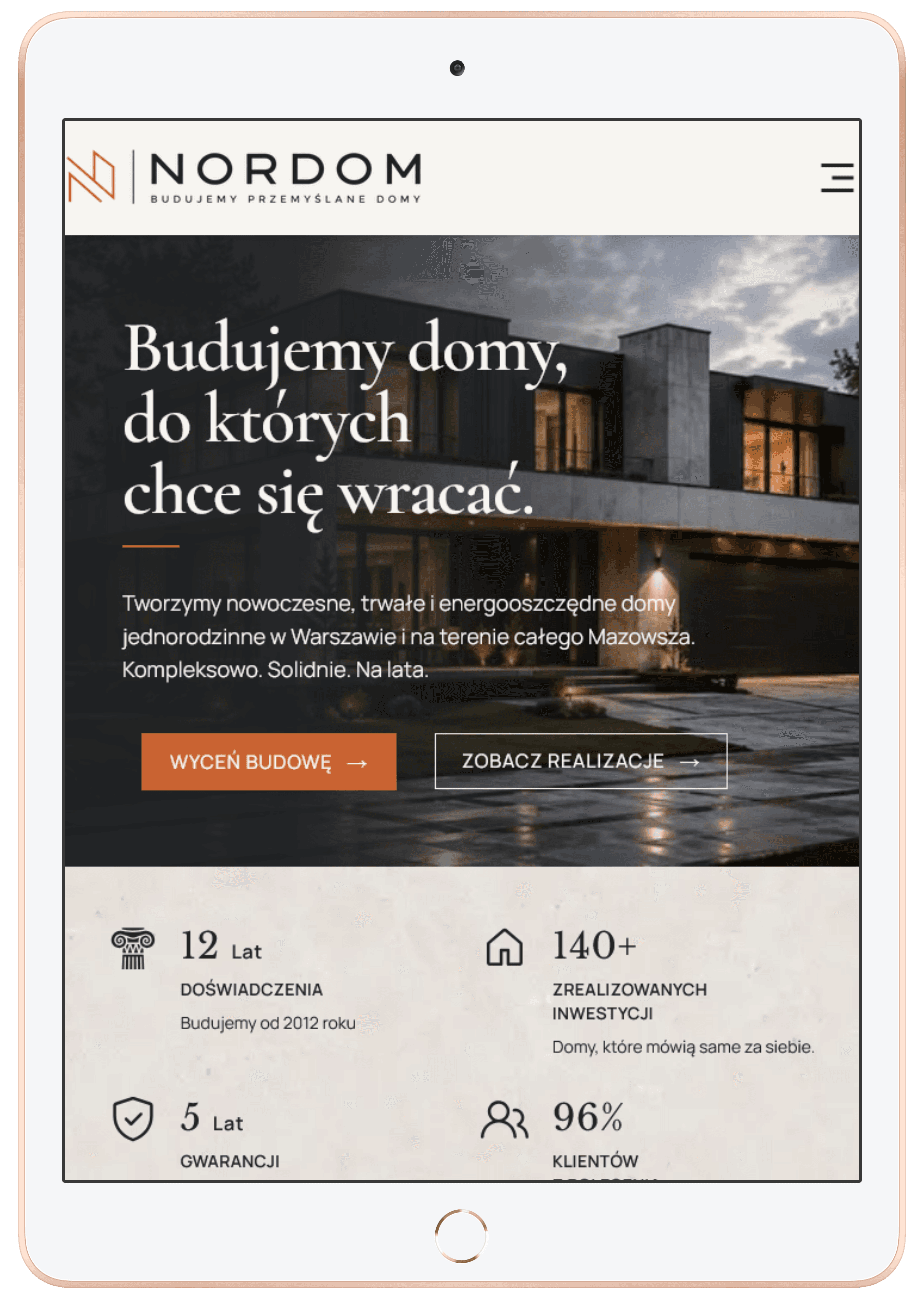 Wersja tabletowa strony firmowej